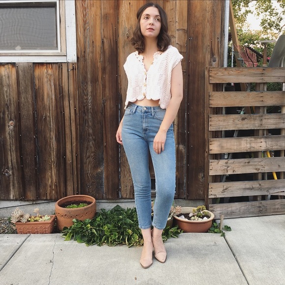 Vintage Tops - Vintage hand knit cropped top